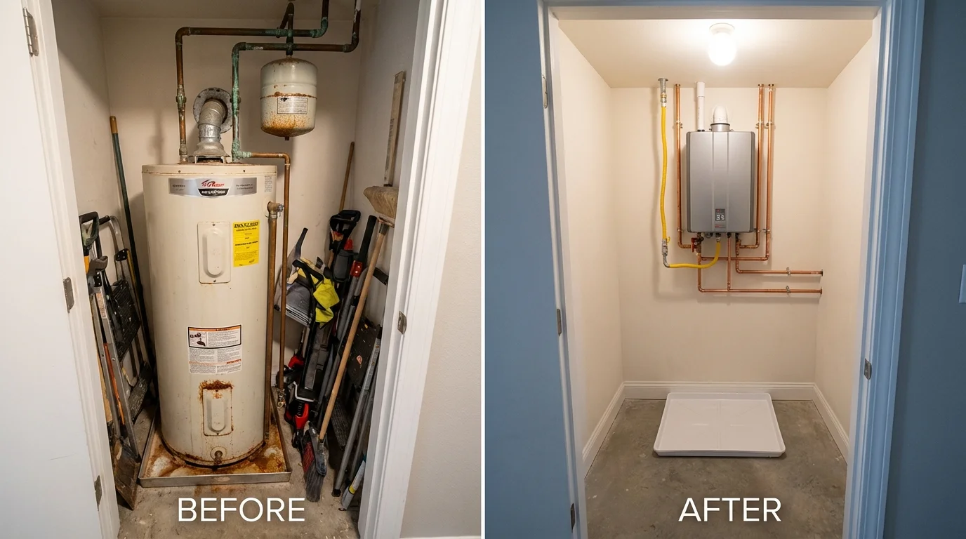 Tank water heater versus wall-mounted tankless unit comparison for Greenville, PA homeowners